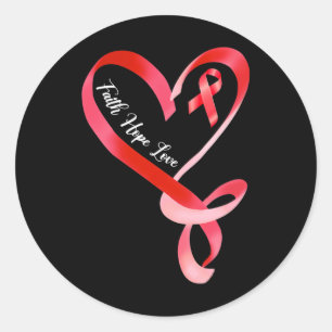 Sticker Rond Hope Love Red Ribbon Heart Disease Awareness 1