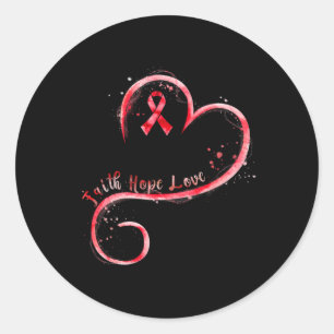 Sticker Rond Hope Love Red Ribbon Sensibilisation aux maladies 