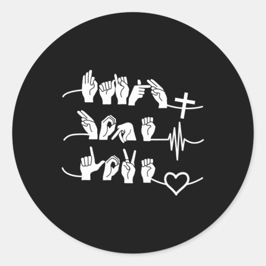 Sticker Rond Hope Love - Religion chrétienne Heartbeat Cross He (Devant)