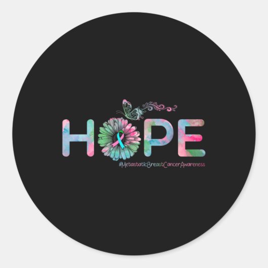 Sticker Rond HOPE Papillon Métastatique Sensibilisation au canc (Devant)