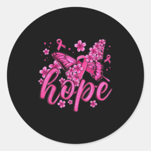 Sticker Rond Hope Pink Ribbon Button Sensibilisation au cancer
