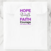 Sticker Rond Hope Strength Faith Cure Purple Pancreatic Cancer (Sac)