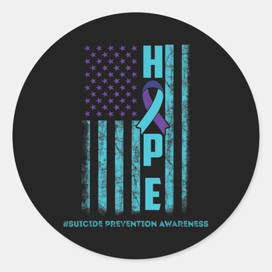 Sticker Rond Hope Usa Drapeau de sensibilisation au suicide Che (Devant)