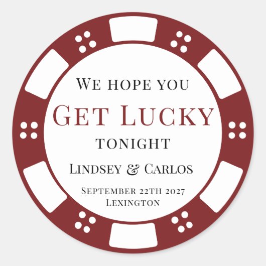 Sticker Rond Hope You Get Lucky Wedding Poker Chip (Devant)