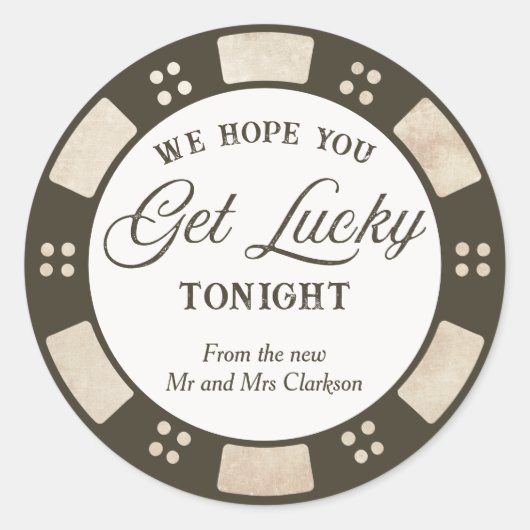 Sticker Rond Hope You Get Lucky Wedding Rustic Poker (Devant)