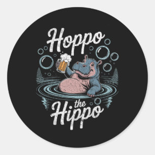 Sticker Rond Hoppo La Bière Hippo Bulles Hippo Fun Premium
