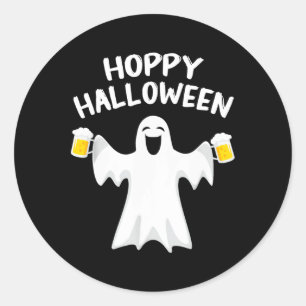Sticker Rond Hoppy Halloween Fun Halloween Cute Ghost Bière Dra