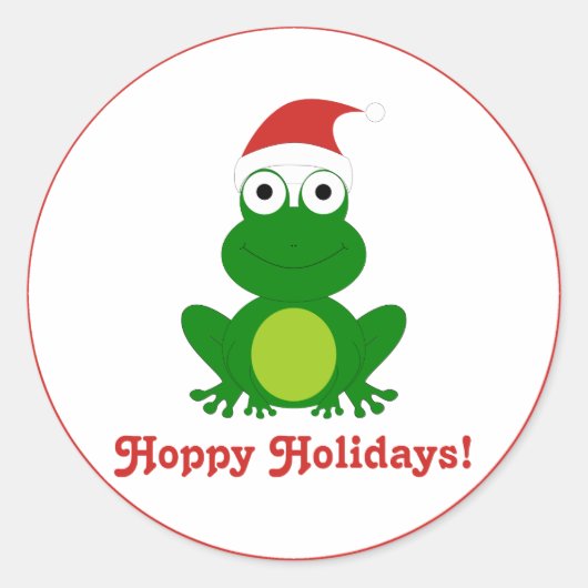Sticker Rond Hoppy Holidays Père Noël Frog (Devant)