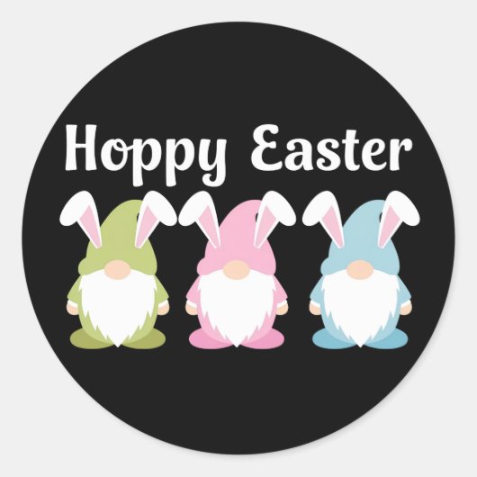 Sticker Rond Hoppy Pâques drôle Bunny Ears Gnome (Devant)