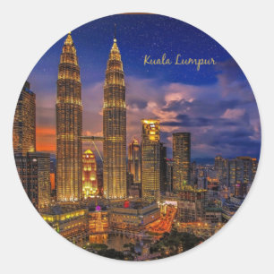 Sticker Rond Horizon de Kuala Lumpur la nuit