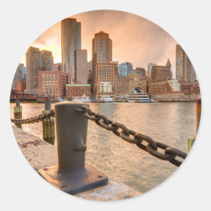 Sticker Rond Horizon de secteur financier de Boston