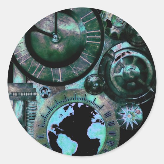 Sticker Rond Horloge à vapeur (Devant)