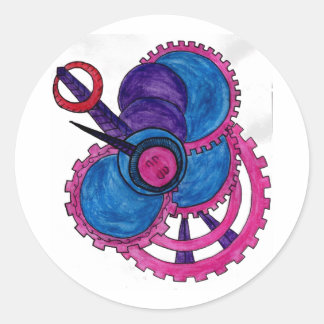 Sticker Rond Horloge à vapeur Coton Candy