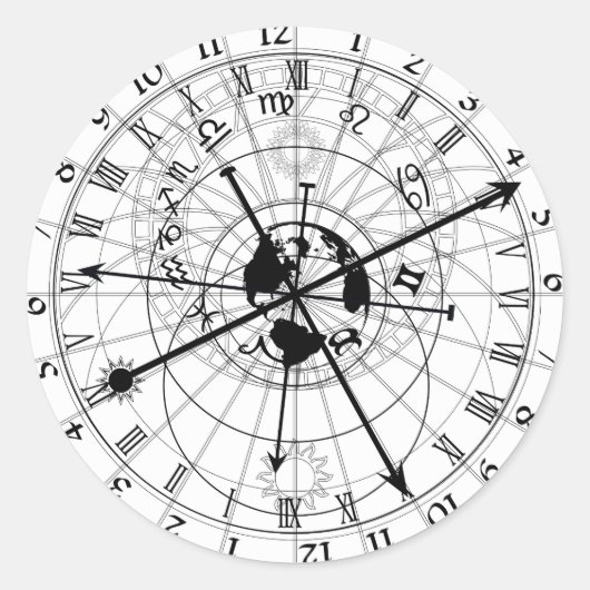 Sticker Rond Horloge astronomique (Devant)