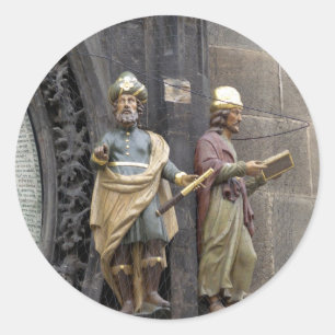 Sticker Rond Horloge astronomique ou Prague Orloj