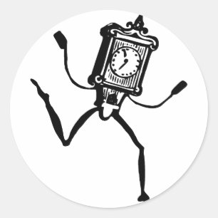 Sticker Rond Horloge dansante Imaginaire de dessin Whimsical mi