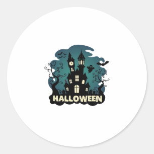Sticker Rond Horloge de la tour de la maison hantée Halloween C