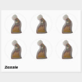 Sticker Rond Horloge déroutée en feu (Feuille)