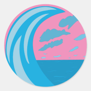 Sticker Rond Horloge d'été des vagues océaniques