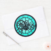 Sticker Rond Horloge Gothique Steampunk Avec Engrenages Visible (Enveloppe)