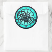 Sticker Rond Horloge Gothique Steampunk Avec Engrenages Visible (Sac)