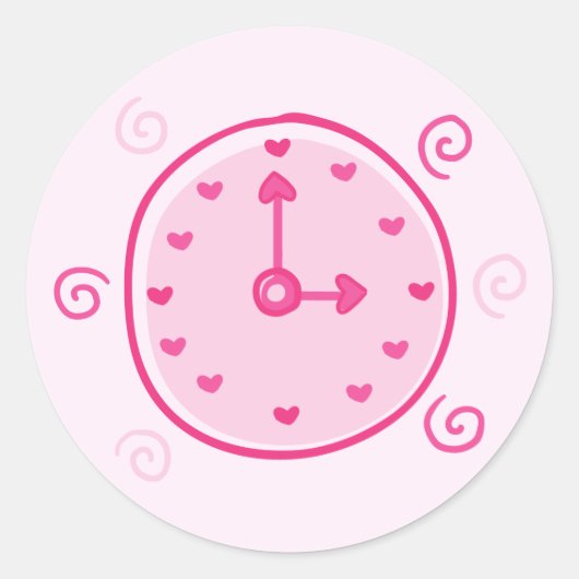 Sticker Rond Horloge Mignonne et Spirales (Devant)