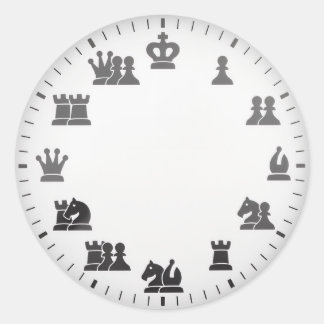 Sticker Rond Horloge murale à thème des échecs