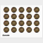 Sticker Rond Horloge Steampunk avec des engrenages anciens (Feuille)