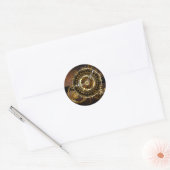 Sticker Rond Horloge Steampunk avec des engrenages anciens (Enveloppe)