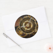 Sticker Rond Horloge Steampunk avec des engrenages anciens (Enveloppe)