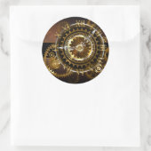 Sticker Rond Horloge Steampunk avec des engrenages anciens (Sac)