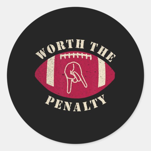 Sticker Rond Horns Down Worth The Penalty Oklahoma Texas Red Ri (Devant)