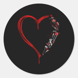 Sticker Rond Horreur Chaîne de film d'horreur vu couteau Il fil