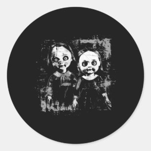 Sticker Rond Horreur Haunted Poupée Jouet Déplaisant Halloween