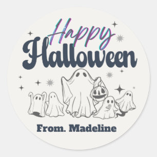 Sticker Rond Horreur nuit mignonne Halloween invitations fêtes