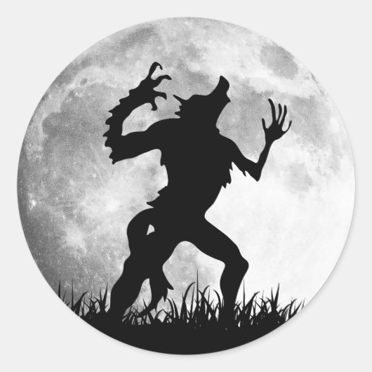 Sticker Rond Horreur Werewolf Pleine lune Transformation - Cool (Devant)