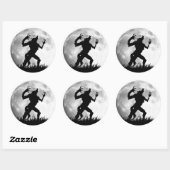 Sticker Rond Horreur Werewolf Pleine lune Transformation - Cool (Feuille)