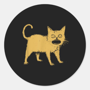 Sticker Rond Horrible chat japonais