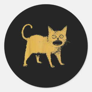 Sticker Rond Horrible chat japonais drôle