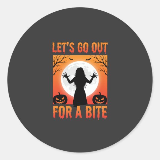 Sticker Rond Horror Halloween Sortons Pour Une Morsure (Devant)