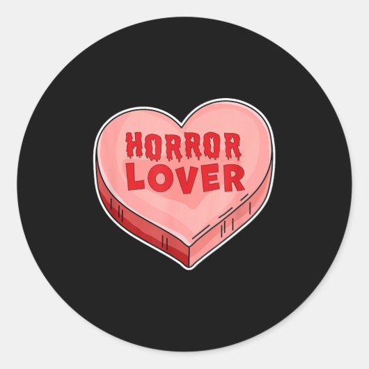 Sticker Rond Horror Lover Candy Heart Valentines Day Halloween  (Devant)