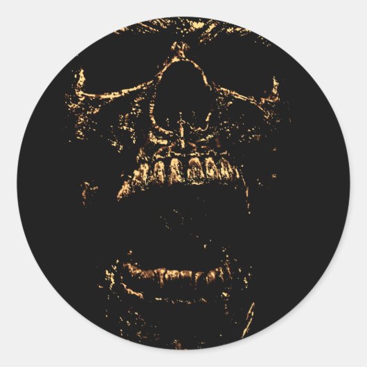 Sticker Rond Horrorthing Golden Skull (Devant)