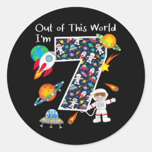 Sticker Rond Hors de ce monde je suis 7 Espace Extérieur 7 Ans