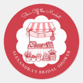 Sticker Rond Hors du Marché des Fermiers Rouge Moderne Lancemen (Devant)