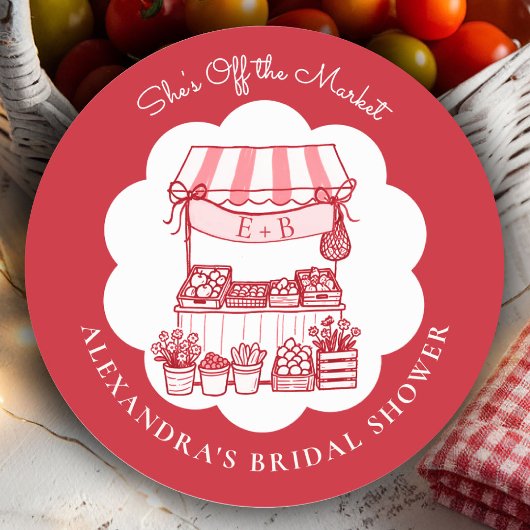 Sticker Rond Hors du Marché des Fermiers Rouge Moderne Lancemen