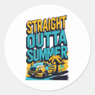 Sticker Rond Hors Été - Retro Retour à l'école
