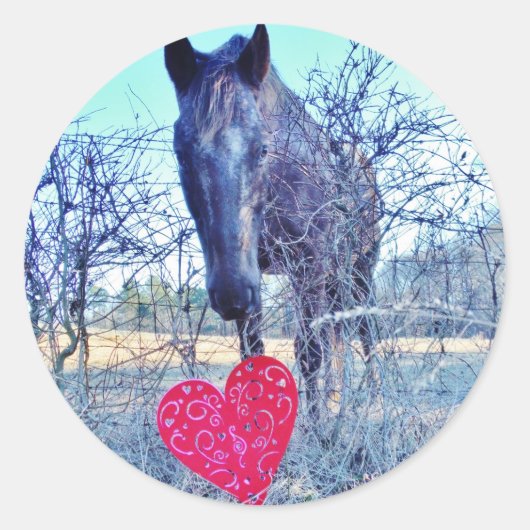 Sticker Rond Horse et heart (Devant)