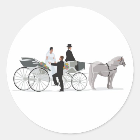 Sticker Rond Horse Et Transport Mariage Arrivée (Devant)