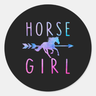 Sticker Rond Horse Girl Equestre cavalier Horseback équitation