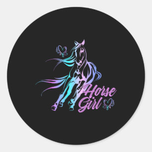 Sticker Rond Horse Girl Equestrier Rider Dit Horseback Ridin